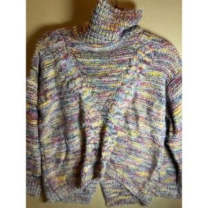 Multicolor Speckled Chunky Knit Turtleneck Sweater